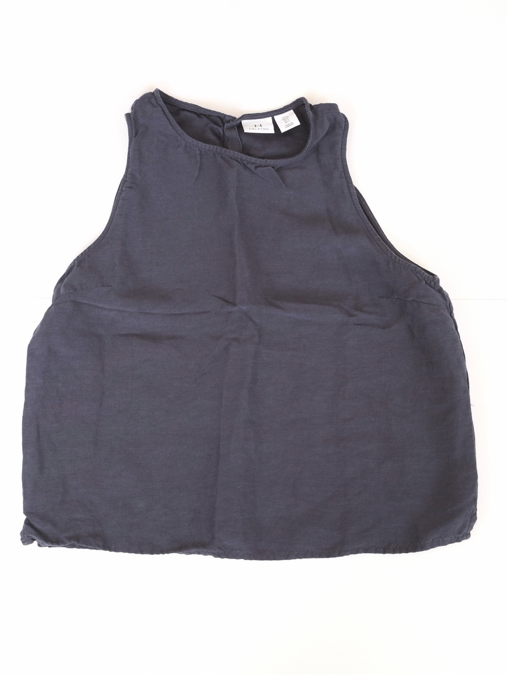 Halston Navy Linen Sleeveless Top - Size Large L